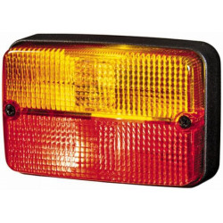 Stačiakampio formos galinis žibintas, 12V, raudonas/oranžinis, užsukamas, 120x55x80mm, Hella 2SD997131051