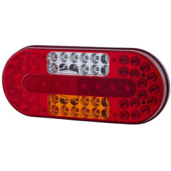 Galinis LH LED žibintas, stačiakampis, 10/30V, raudonas/gintaras/skaidrus, užsukamas, 323x38x134mm, Hella ValueFit 2VP357017011