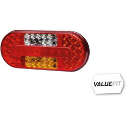 Galinis LH LED žibintas, stačiakampis, 10/30V, raudonas/gintaras/skaidrus, užsukamas, 323x38x134mm, Hella ValueFit 2VP357017011