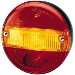 Galinis apvalus žibintas, 12 V, gintarinis/raudonas, užsukamas, Ø 140 mm, 4 kontaktų, Hella 2SD001685317
