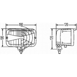 Priekinis žibintas halogeninis, stačiakampis, 12V, skaidrus/geltonas, užsukamas, 180x120x126mm, Hella 1AB007145007