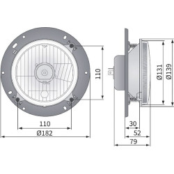 Priekinis žibintas halogeninis, apvalus, 12/24V, 139x139mm, Kramp LA80153