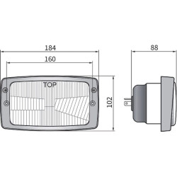 Priekinis žibintas halogeninis, stačiakampis, 12/24V, 184x102mm, Kramp LA80162