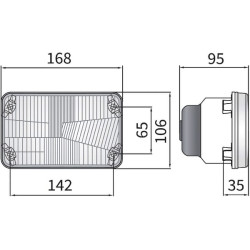 Priekinis žibintas halogeninis, stačiakampis, 12/24V, 168x106mm, Kramp LA80171