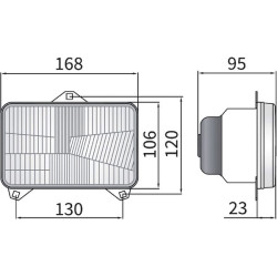 Priekinis žibintas halogeninis, stačiakampis, 12/24V, 168x106mm, Kramp LA80166