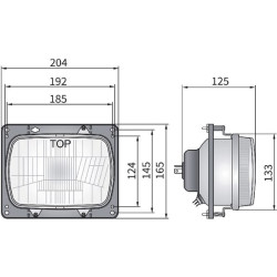 Priekinis žibintas halogeninis, ovalus, 12/24V, 192x133mm, Kramp LA80173