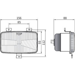Priekinis žibintas halogeninis, stačiakampis, 12/24V, 156x93mm, Kramp LA80159
