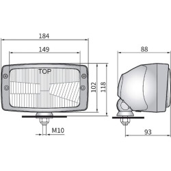 Priekinis žibintas halogeninis, stačiakampis, 12/24V, 184x102mm, Kramp LA80163