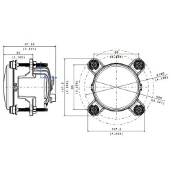 Priekiniai žibintai LED, 16W, stačiakampiai, 12-24V, Ø90mm, AMP superseal 3 kontaktų, tolimosios / artimosios šviesos, Sacex 035