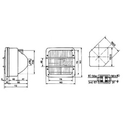 Priekiniai žibintai kvadratiniai, skaidrūs, 140x112x112mm, Cobo 05230000