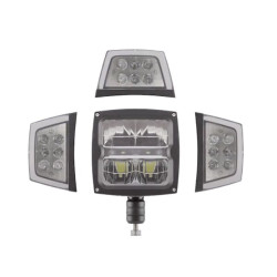 Priekiniai žibintai LED, 38W, stačiakampiai, 12-24V, 229x150x80mm, šildomi, tolimosios/artimosios šviesos, lankstus apsauga nuo 