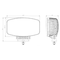 Priekiniai žibintai LED, 100W, stačiakampiai, 9-36V, 247x176x92mm Kramp LA80042