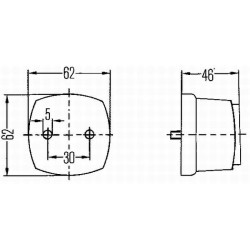 Žymeklis 5W, kvadratinis, 12V, skaidrus/baltas, užsukamas, 62x46x62mm, Hella 2PG003057067