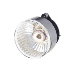 Indikacinė lemputė 21W, apvali, 12V, skaidri/geltona, korpusas: sidabrinis, užsukamas, Ø 66mm AMP kištukas, Hella 2BA009001201