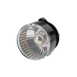 Indikacinė lemputė 21W, apvali, 12V, skaidri/geltona, korpusas: sidabrinis, užsukamas, Ø 66mm AMP kištukas, Hella 2BA009001201
