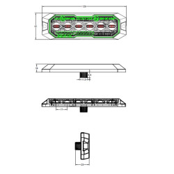 Mirksi įspėjamoji lemputė / šoninis žymeklis LED, stačiakampis, 12/24V, oranžinė/oranžinė, 129x41x14mm, 12/42 LED, Kramp LA20164