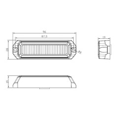 Įspėjamoji lemputė LED, 12W, 12-24V, gintarinė, užsukama, 96x28x19mm, 4 šviesos diodai, Kramp LA20013