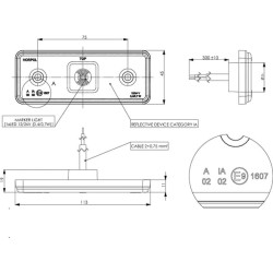 Žymeklis LED, 0,4/0,7W, stačiakampis, 12/24V, baltas, 112x45x11mm, 1 LED, gopart LA35051