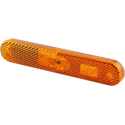 Šviesos diodas, 0,50 W, stačiakampis, 12 V, geltonas, korpusas: oranžinis, užsukamas, 134,9 x 9,5 x 23,4 mm AMP kištukas, 2 švie