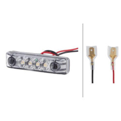 Žymeklis LED, stačiakampis, 24 V, baltas, užsukamas, 65x11x16 mm, 4 šviesos diodai, Hella ValueFit 2PG357010121