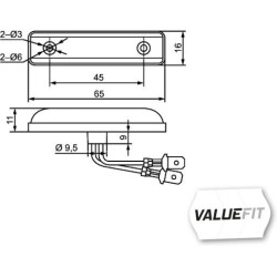 Žymeklis LED, stačiakampis, 24 V, baltas, užsukamas, 65x11x16 mm, 4 šviesos diodai, Hella ValueFit 2PG357010121