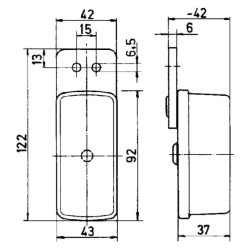 Stačiakampis žymeklis, 12/24V, raudona/balta, užsukamas, 122x37x43mm, Jokon 120007010