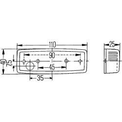 Žymeklis 5W, stačiakampis, 12V, skaidrus, užsukamas, 110x25x40mm, Hella 2PF006717011
