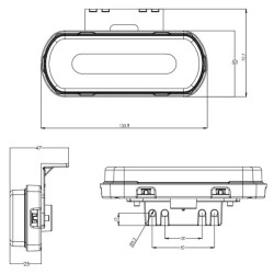 Žymeklis LED, oranžinis, stačiakampis, 12-24V, 133,8x53x25mm "SAFETY LINE", Kramp logotipas LA30172