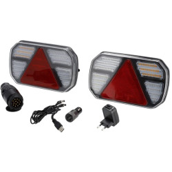 Belaidžio apšvietimo rinkinys LED, CANBUS, stačiakampis, 12V, Li-ion, magnetinis, 245x151x45mm, 13 kontaktų kištukas, dinaminis 