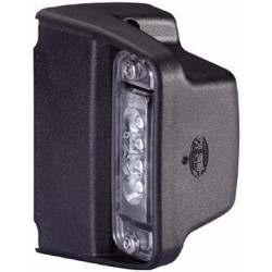 Valstybinio numerio apšvietimas LED, stačiakampis, 12V, skaidrus, užsukamas, 93x63x66,2 mm, ašmenų gnybtų įvorė, 4 šviesos dioda