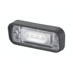 Valstybinio numerio apšvietimas LED, stačiakampis, 12V, baltas, užsukamas, 82,7x111x326 mm, ašmenų gnybtų įvorė, 4 šviesos dioda