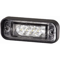 Valstybinio numerio apšvietimas LED, stačiakampis, 12V, baltas, užsukamas, 82,7x111x326 mm, ašmenų gnybtų įvorė, 4 šviesos dioda