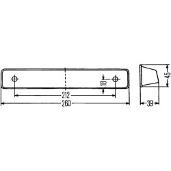 Valstybinio numerio apšvietimas 5W, stačiakampis, 12/24V, baltas, užsegamas, 260x39x45mm, Hella 2KA001610001