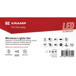 Belaidžio apšvietimo rinkinys LED, kvadratinis, 12V, ličio jonų, magnetinis, 106x98x7 kontaktų, Kramp LA60025