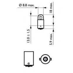 Lemputė T2W 24V 2W BA9s Philips GL13913