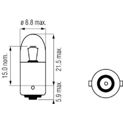 Lemputė T2W 12V 2W BA9s Kramp B1213
