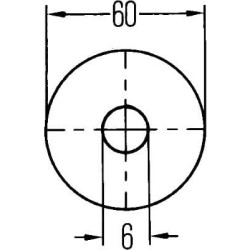 Atšvaitas, Ø60 mm, raudonas, su 6 mm skyle, E24 0030, Hella 8RA002014231