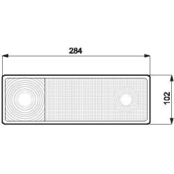 Šviesos lęšis, gintarinis/raudonas 284x102mm galinis/kairysis Waś 1400680705