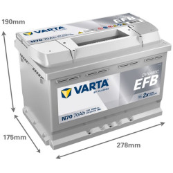 Baterija 12V 70Ah 760A N70 VARTA Dynamic EFB 570500076