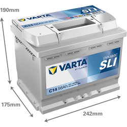 Baterija 12V 56Ah 480A C14 VARTA Dynamic SLI 556400048
