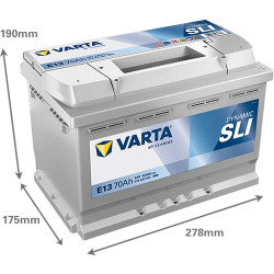 Akumuliatorius 12V 70Ah 640A E13 VARTA Dynamic SLI 570409064