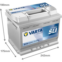 Akumuliatorius 12V 63Ah 610A D15 VARTA Dynamic SLI 563400061