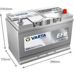 Akumuliatorius 12V 85Ah 800A N85 VARTA Dynamic EFB 585501080