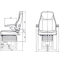 PVC sėdynė, mechaniškai spyruoklinė TS43000GP