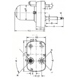 Valytuvo variklis 12V 105° velenas L:65mm Ø8mm CA503121016