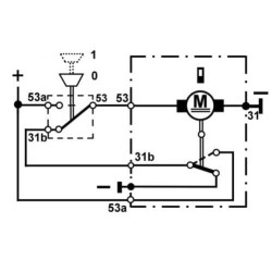 Valytuvo variklis 12V 135° velenas L:53mm Ø8mm CA503403045