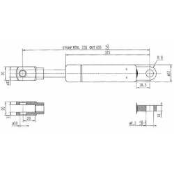 Dujinis statramstis L605mm 800N Stabilus CA656372