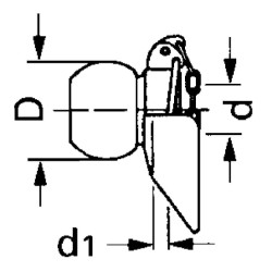 Apatinės trauklės rutulys su kreipiamuoju kūgiu Cat.1/1 Ø22.4/44x12mm Kramp LA944211KR