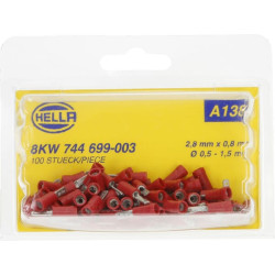 Gnybtų mentė vyriška, raudona, 0,5–1 mm² 2,8 x 0,8 mm, lizdinė plokštelė (100x), Hella 8KW744699003