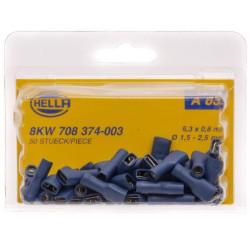 Gnybtų mentė moteriška, mėlyna, 1,5-2,5 mm² 6,3 x 0,8 mm, lizdinė plokštelė (50x), Hella 8KW708374003